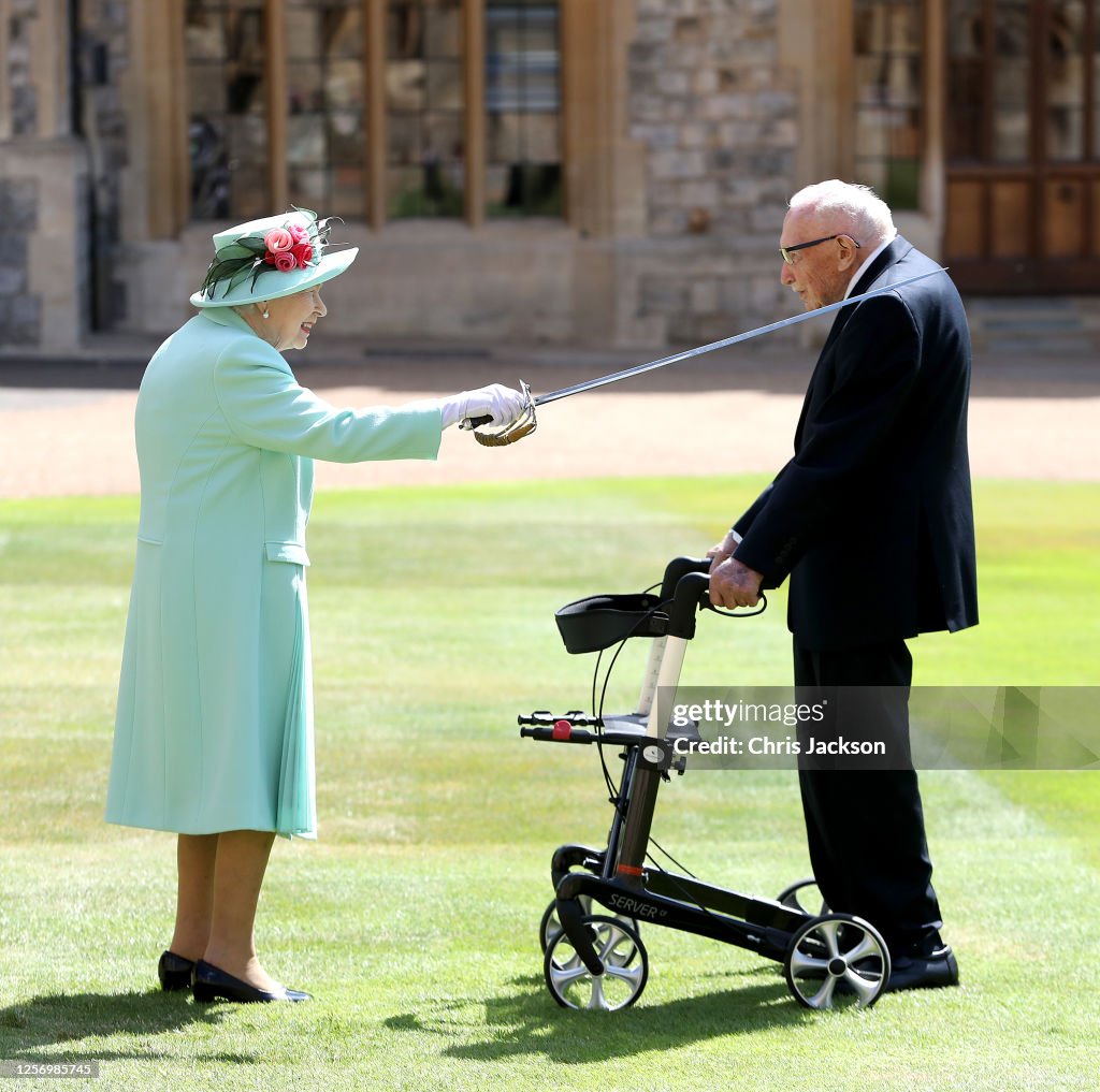 The Queen Confers The Honour Of Knighthood On Captain Sir Thomas Moore