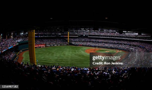 General view of the game between the Texas Rangers and the Colorado Rockies during the fifth inning at Globe Life Field on May 21, 2023 in Arlington,...