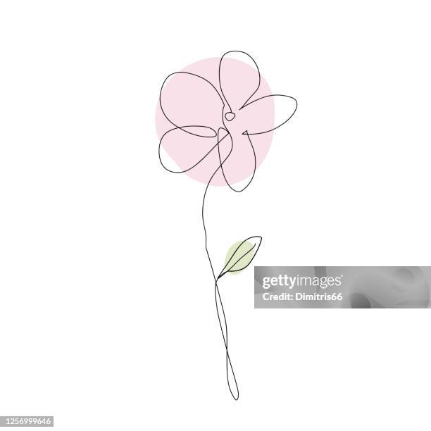 abstract flower in continuous line art drawing style - continuous line art stock illustrations