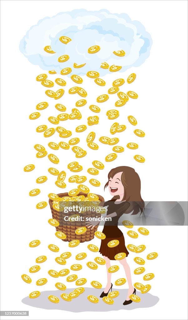 Coins falling down