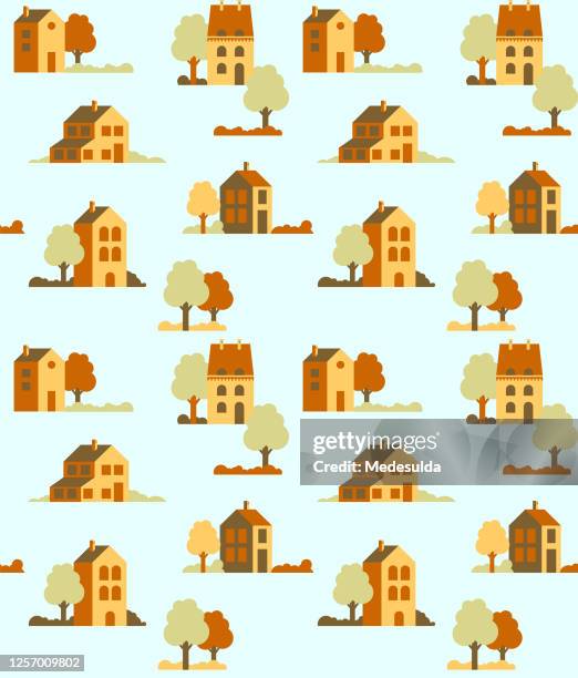 village pattern - many repeated windows stock illustrations