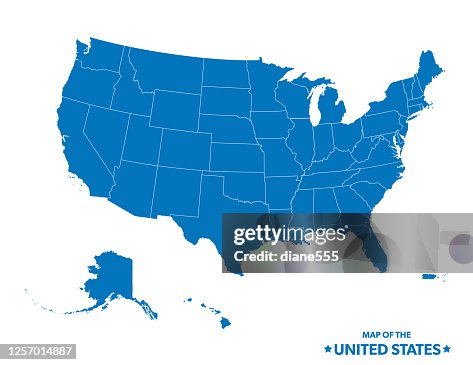 Map Of The United States In Blue Map Of The United States In Blue