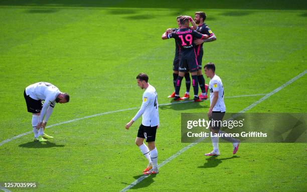 Pablo Hernandez of Leeds United celebrates after scoring his sides first goal during the Sky Bet Championship match between Derby County and Leeds...