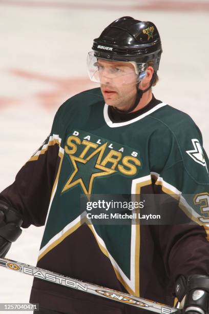 Scott Pellerin of the Dallas Stars looks on before a NHL hockey game against the Washington Capitals at MCI Center on March 12, 2002 in Washington,...