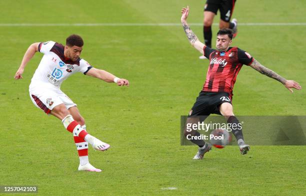Che Adams of Southampton scores his team's second goal during the Premier League match between AFC Bournemouth and Southampton FC at Vitality Stadium...