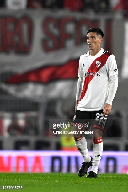 Matias Kranevitter of River Plate looks on during a Liga Profesional 2023 match between River Plate and Platense at Estadio Más Monumental Antonio...