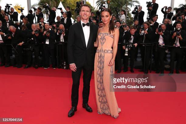Alicia Vikander and Michael Fassbender attend the "Firebrand " red carpet during the 76th annual Cannes film festival at Palais des Festivals on May...