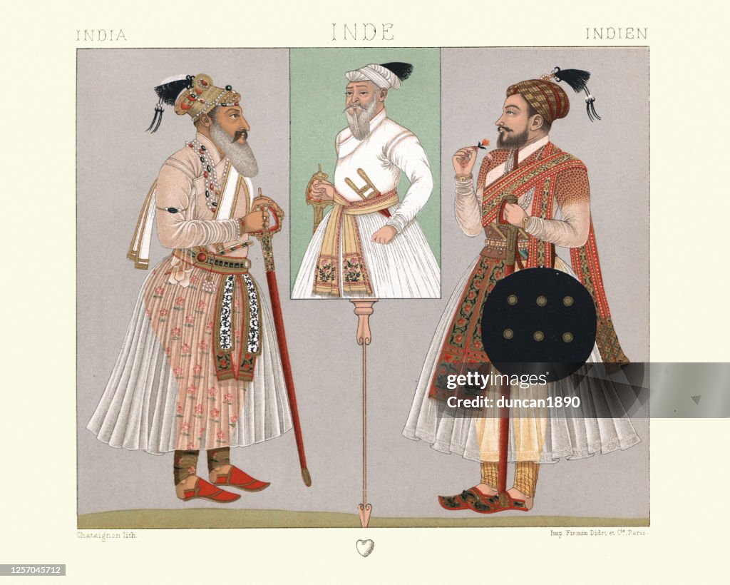 A Rajput Indian Fashions Military Caste Rajputs 19th Century High-Res Vector ...