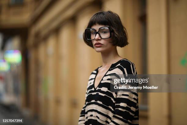 Lea Neumann wearing Missoni dress and vintage glasses on July 15, 2020 in Berlin, Germany.