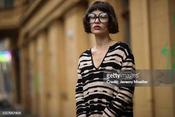Lea Neumann wearing Missoni dress and vintage glasses on July 15, 2020 in Berlin, Germany.