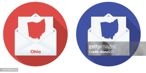 ilustraciones, imágenes clip art, dibujos animados e iconos de stock de correo electoral de ee.uu. en votación: ohio - tarjeta censal