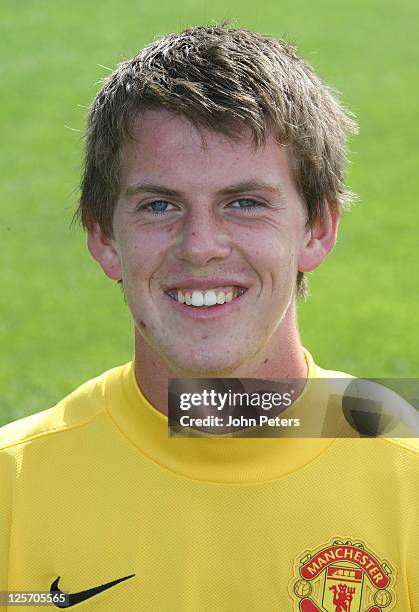 Liam Jacob of the Manchester United Under-18s squad poses at the annual club photocall at Carington Training Ground on September 7, 2011 in...