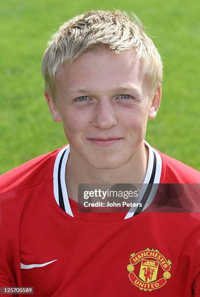 Mats Daehli of the Manchester United Under-18s squad poses at the annual club photocall at Carington Training Ground on September 7, 2011 in...