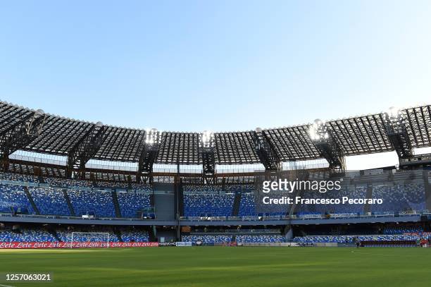 General view of Stadio San Paolo before the Serie A match between SSC Napoli and Udinese Calcio at Stadio San Paolo on July 19, 2020 in Naples, Italy.