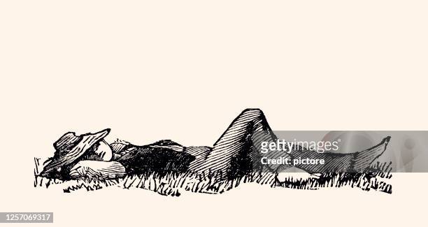 napping (xxxl) - grass hut stock-grafiken, -clipart, -cartoons und -symbole