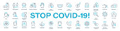 Stop COVID-19! -Virus Thin Line Icon Set. Coronavirus vector illustration