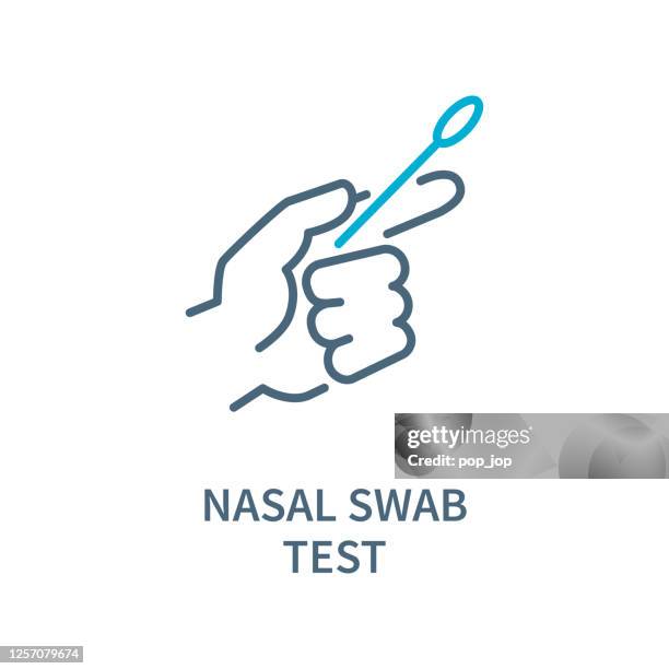 ilustraciones, imágenes clip art, dibujos animados e iconos de stock de virus de prueba de swab nasal - icono. ilustración vectorial de coronavirus - virology