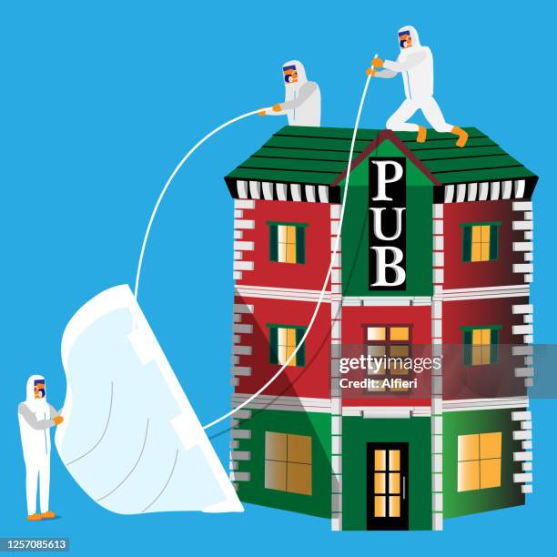 pub with mask - hospital cafeteria worker mask stock illustrations