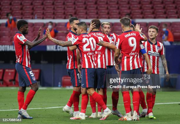 Koke Resurreccion of Atletico de Madrid celebrate a goal during the spanish league, LaLiga, football match played between Atletico de Madrid and Real...