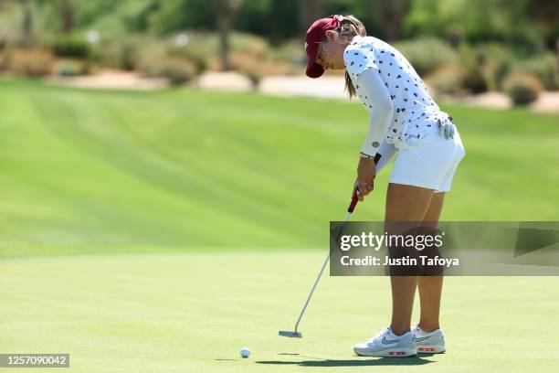 Sadie Englemann Of the Stanford Cardinal putts the ball during the third round of the Division I Women's Individual Stroke Play Golf Championship at...