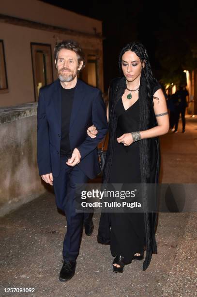 Willem Dafoe and Giada Colagrande attend the red carpet of the closing night of the Taormina Film Festival on July 19, 2020 in Taormina, Italy.