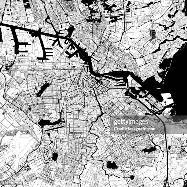 illustrations, cliparts, dessins animés et icônes de amsterdam, pays-bas vector map - city map