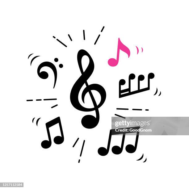 illustrations, cliparts, dessins animés et icônes de aigus clef et notes musicales - note de musique