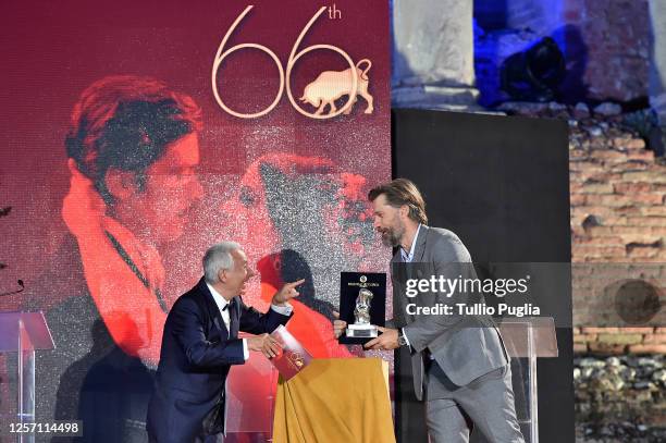 Nikolaj Coster-Waldau attend the closing night of the Taormina Film Festival on July 19, 2020 in Taormina, Italy.