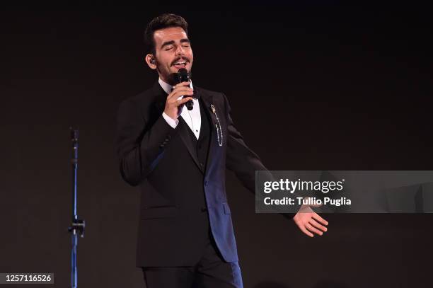 Ignazio Boschetto of Il Volo performs during the closing night of the Taormina Film Festival on July 18, 2020 in Taormina, Italy.