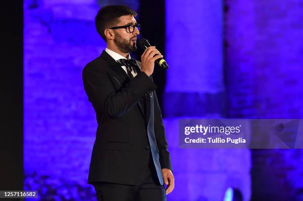 Piero Barone of Il Volo performs during the closing night of the Taormina Film Festival on July 18, 2020 in Taormina, Italy.