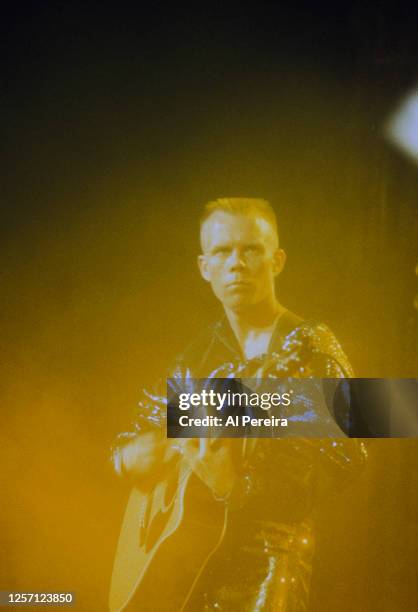 Vince Clarke and Erasure perform at Madison Square Garden on February 16, 1990 in New York City.