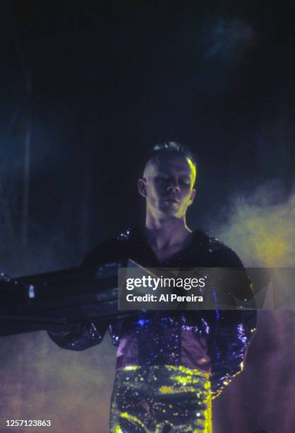 Vince Clarke and Erasure perform at Madison Square Garden on February 16, 1990 in New York City.