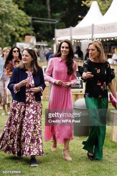 Catherine, Princess of Wales arrives to take part in the first Children's Picnic at the RHS Chelsea Flower Show, at the Royal Hospital Chelsea on May...