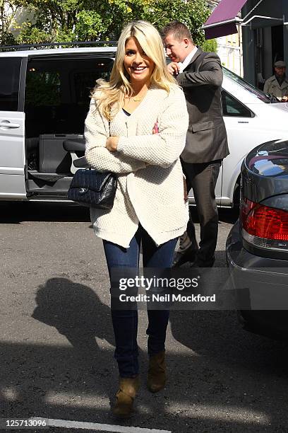 Holly Willoughby arriving at Riverside Studios to film Celebrity Juice on September 21, 2011 in London, England.