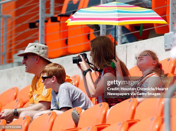 Dean Campa left, his ten-year-old son Alec Campa, his wife Samantha Campa and seven-year-old daughter Mabyn Campa during the Houston Dynamo soccer...