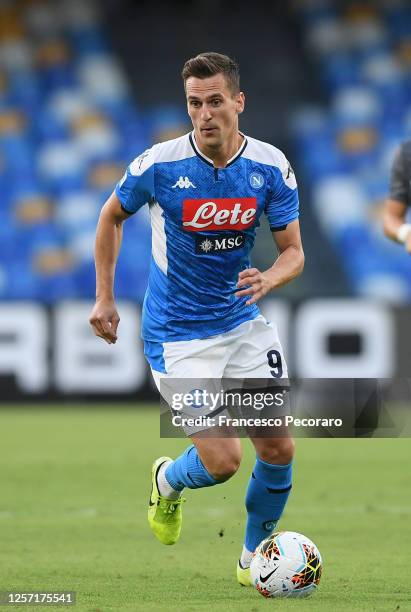 Arkadiusz Milik of SSC Napoli during the Serie A match between SSC Napoli and Udinese Calcio at Stadio San Paolo on July 19, 2020 in Naples, Italy.