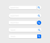 Search bar set. Search boxes ui template. Vector illustration.