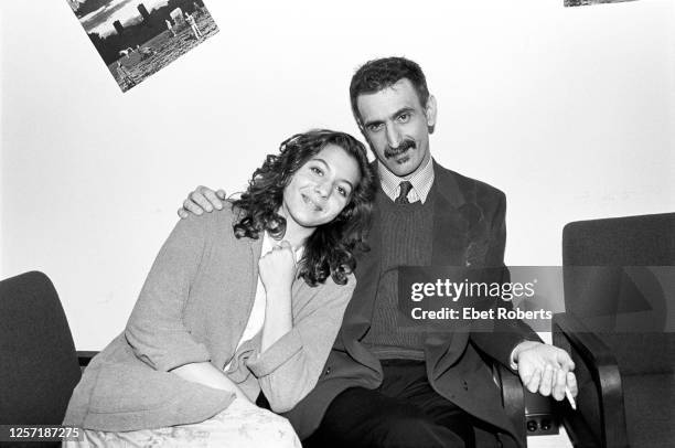 Moon Zappa and her father Frank Zappa at the Richard Belzer Show at D.I.R. Studios in New York City on October 23, 1985.