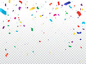 Holiday background with flying confetti