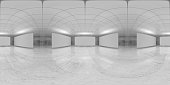360 degree panorama, empty white hall, 3 d