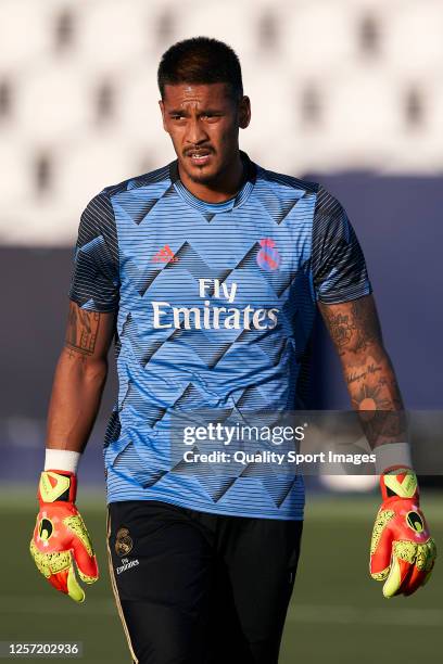 Areola of Real Madrid CF looks on pror the game during the Liga match between CD Leganes and Real Madrid CF at Estadio Municipal de Butarque on July...