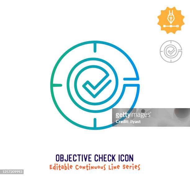 objective check continuous line editable stroke line - aspirations stock illustrations