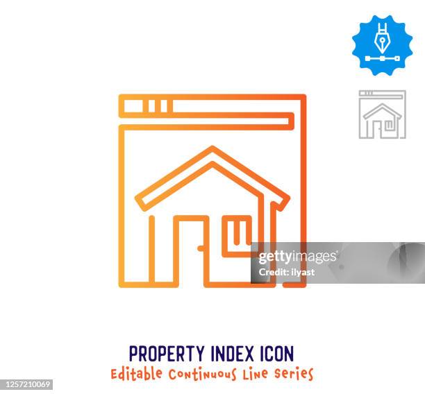 property index continuous line editable stroke line - housing development render stock illustrations