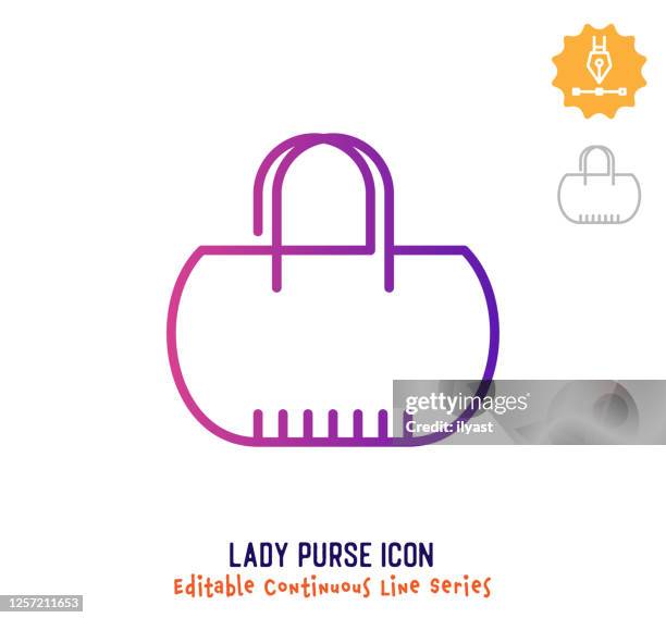 lady purse continuous line editable stroke line - leather shop stock illustrations