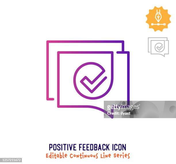 positive feedback continuous line editable stroke line - feedback icon stock illustrations