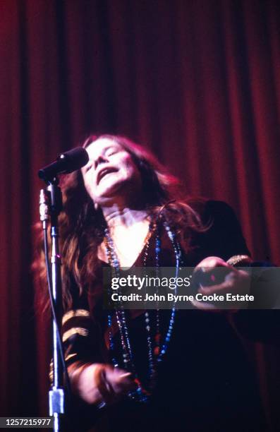 American singer-songwriter Janis Joplin performing with Big Brother and the Holding Company At Houston Music Hall, Texas, US, 23rd November 1968.