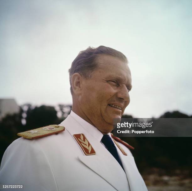 President of Yugoslavia Josip Broz Tito posed in military uniform at his summer residence on the island of Vanga in Yugoslavia, now Croatia, in...
