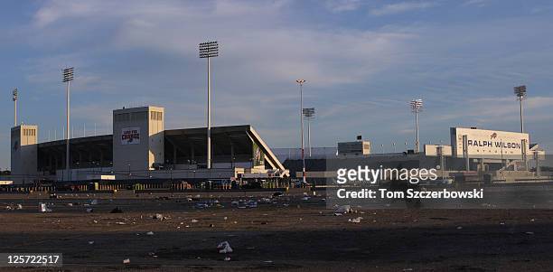 An exterior view of Ralph Wilson Stadium after the Oakland Raiders NFL game against the Buffalo Bills at Ralph Wilson Stadium on September 18, 2011...