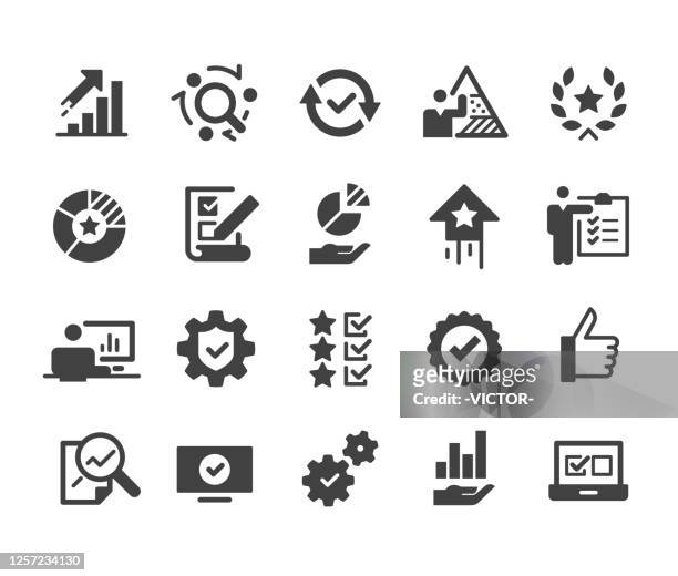 qualitätskontrolle icons - classic series - kontrollinspektoren stock-grafiken, -clipart, -cartoons und -symbole