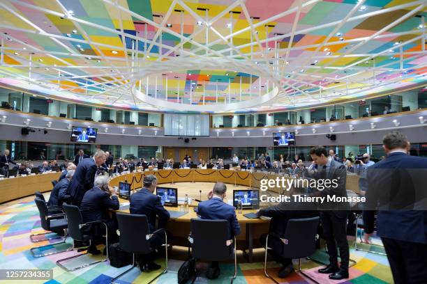 Foreign affairs Ministers attend an EU Foreign Affairs Ministers Meeting on May 22, 2023 in Brussels, Belgium. EU Foreign Affairs Ministers will...